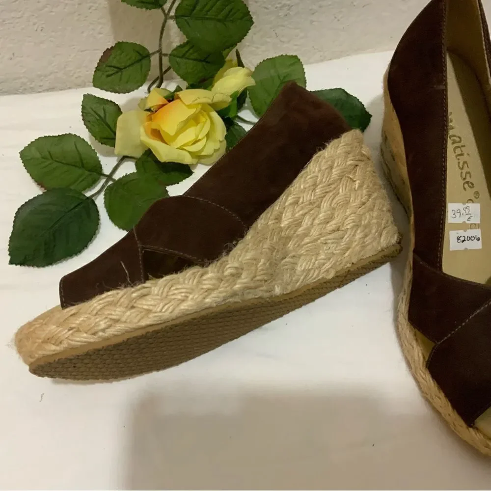 MATISSE Espadrille Heels suede brown size 8 M